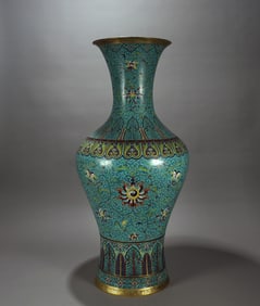 QING DYNASTY QIANLONG PERIOD CLOISONN? ENAMEL VASE WITH INTERTWINED FLORAL PATTERN
