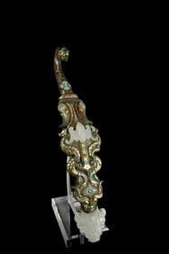 GOLD AND SILVER DRAGON HEAD HOOK