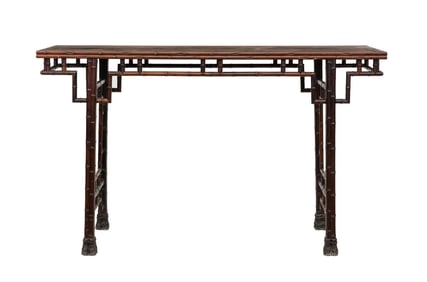 ROSEWOOD BAMBOO-PATTERNED ZITHER TABLE