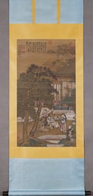 DU JIN, SCHOLAR AND WUTONG TREE ON SILK, HANGING SCROLL