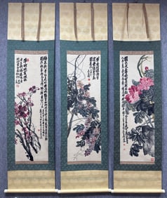 WU CHANGSHUO'S THREE-PANEL SCREEN
