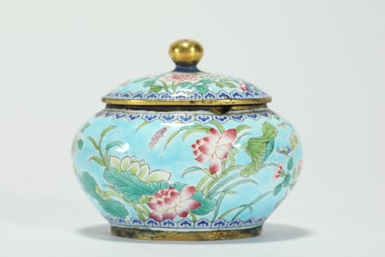 QING DYNASTY COPPER-BODIED PAINTED ENAMEL WASHER