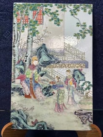 QING DYNASTY FAMILLE ROSE PORCELAIN PLAQUES WITH FIGURES