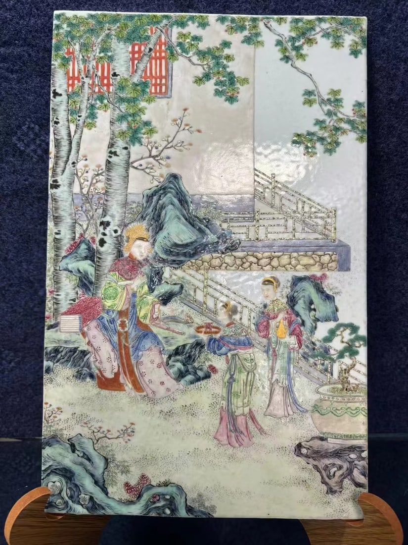 QING DYNASTY FAMILLE ROSE PORCELAIN PLAQUES WITH FIGURES (1 of 7)