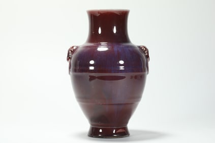 QING DYNASTY TRANSMUTATION GLAZE ANIMAL-EAR VASE