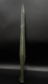WARRING STATES PERIOD BRONZE SPEAR INLAID WITH SILVER