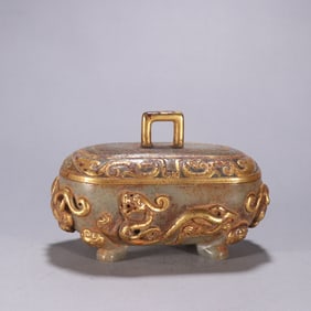 WARRING STATES PERIOD WHITE JADE AND PLATINUM COVERED BOX