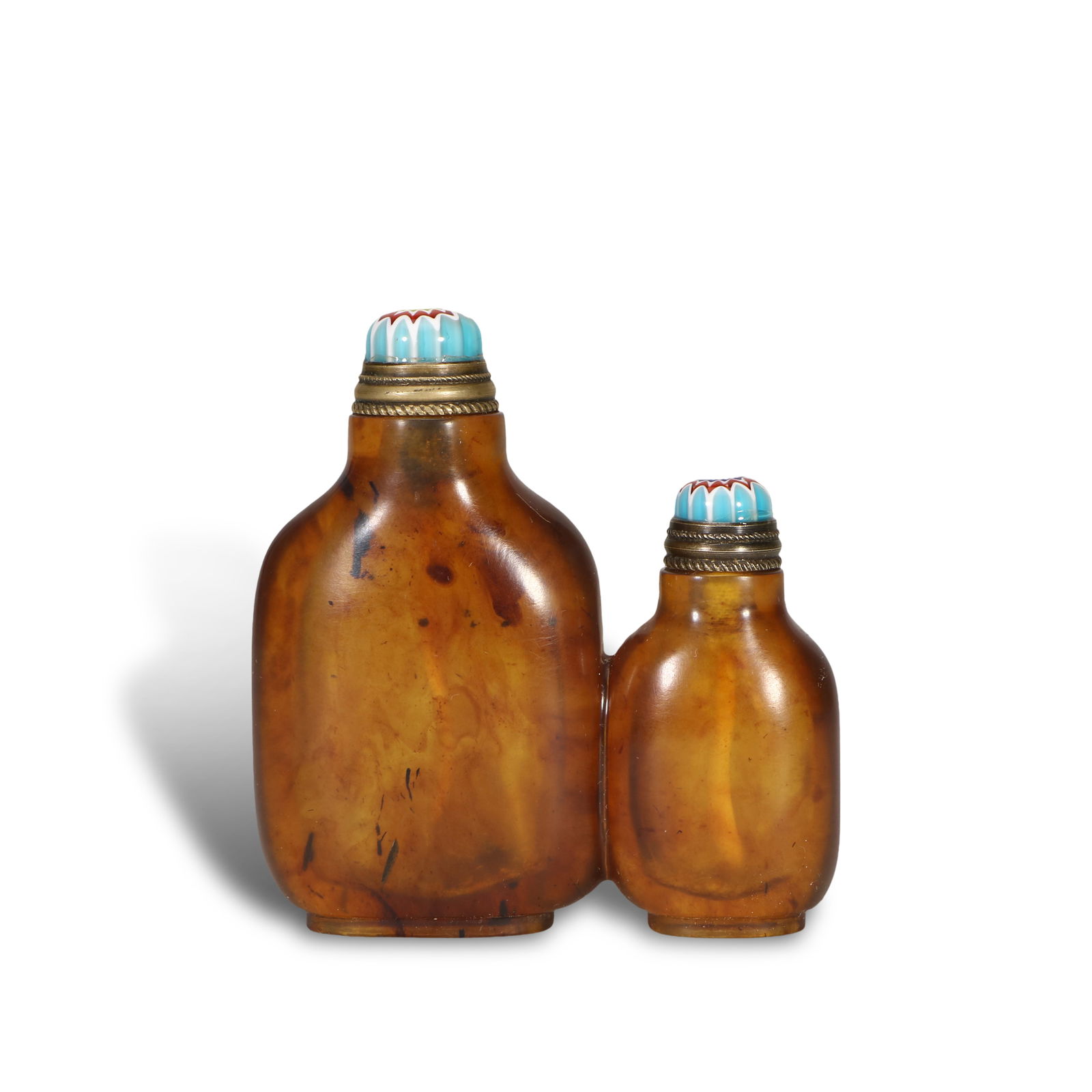 Qing Dynasty Amber double-connected snuff bottle (1 of 4)