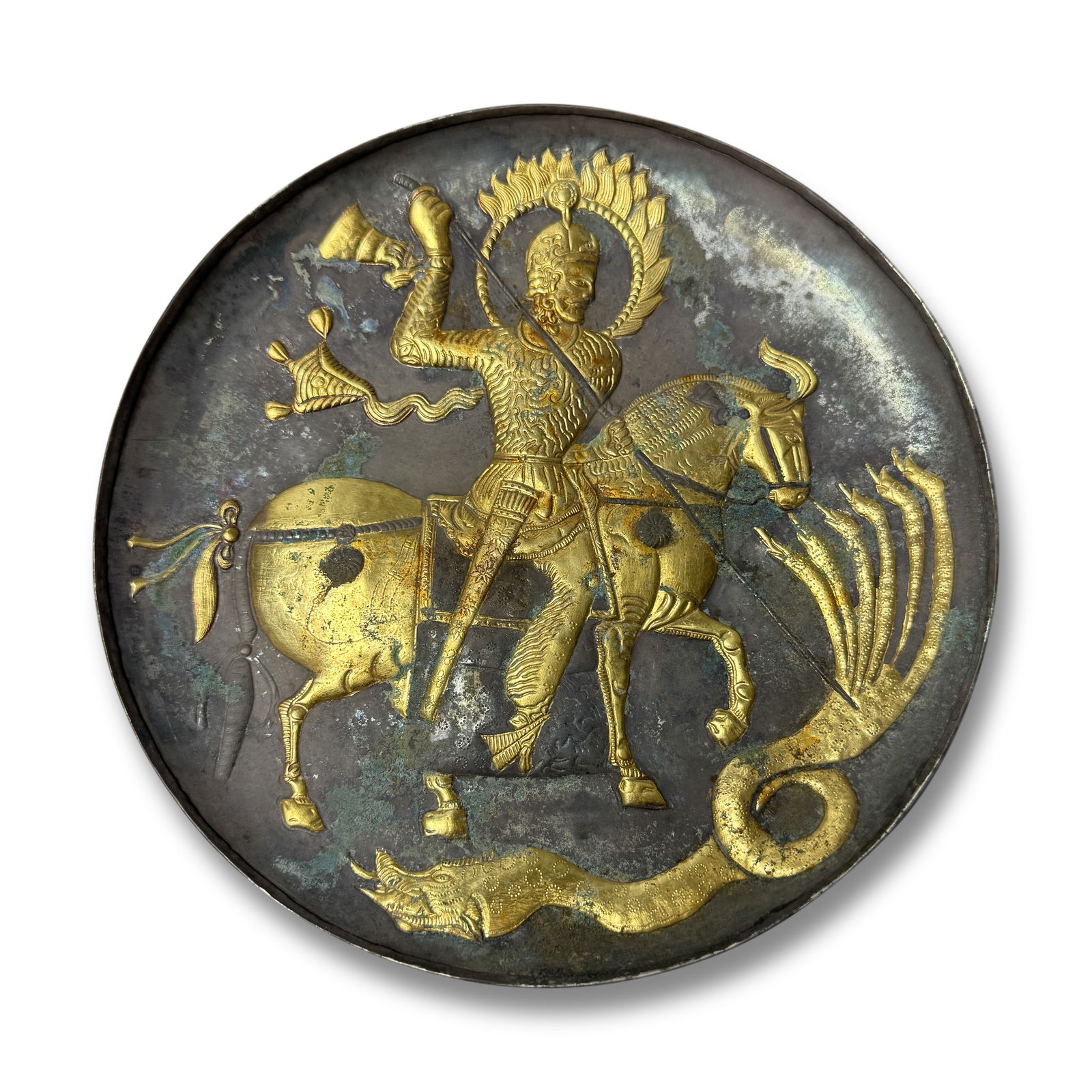 Tang Dynasty Silver-gilt plate with Persian hunting (1 of 5)