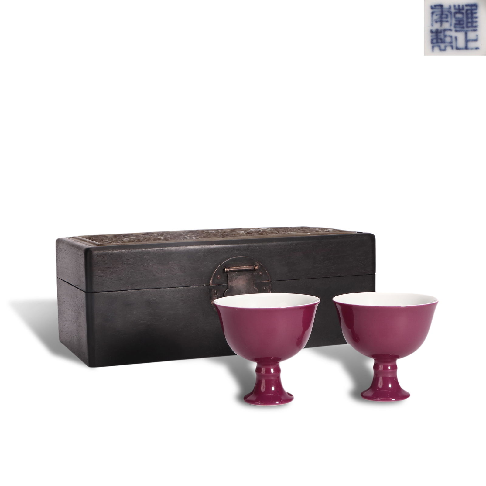 Qing Dynasty Yongzheng period, A pair of carmine-glazed stem cups (1 of 5)