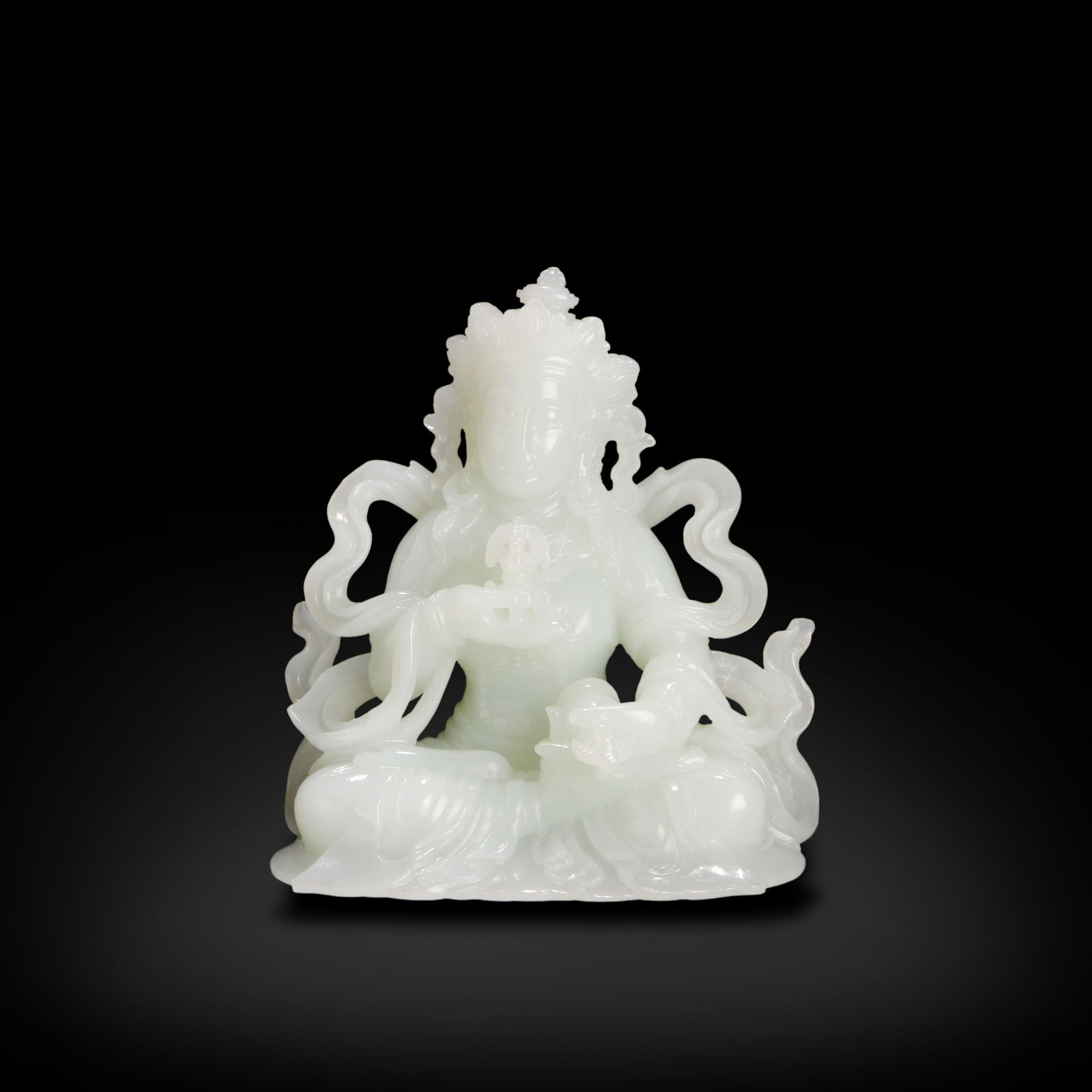 Qing Dynasty Hetian white jade carved Vajrasattva statue (1 of 4)