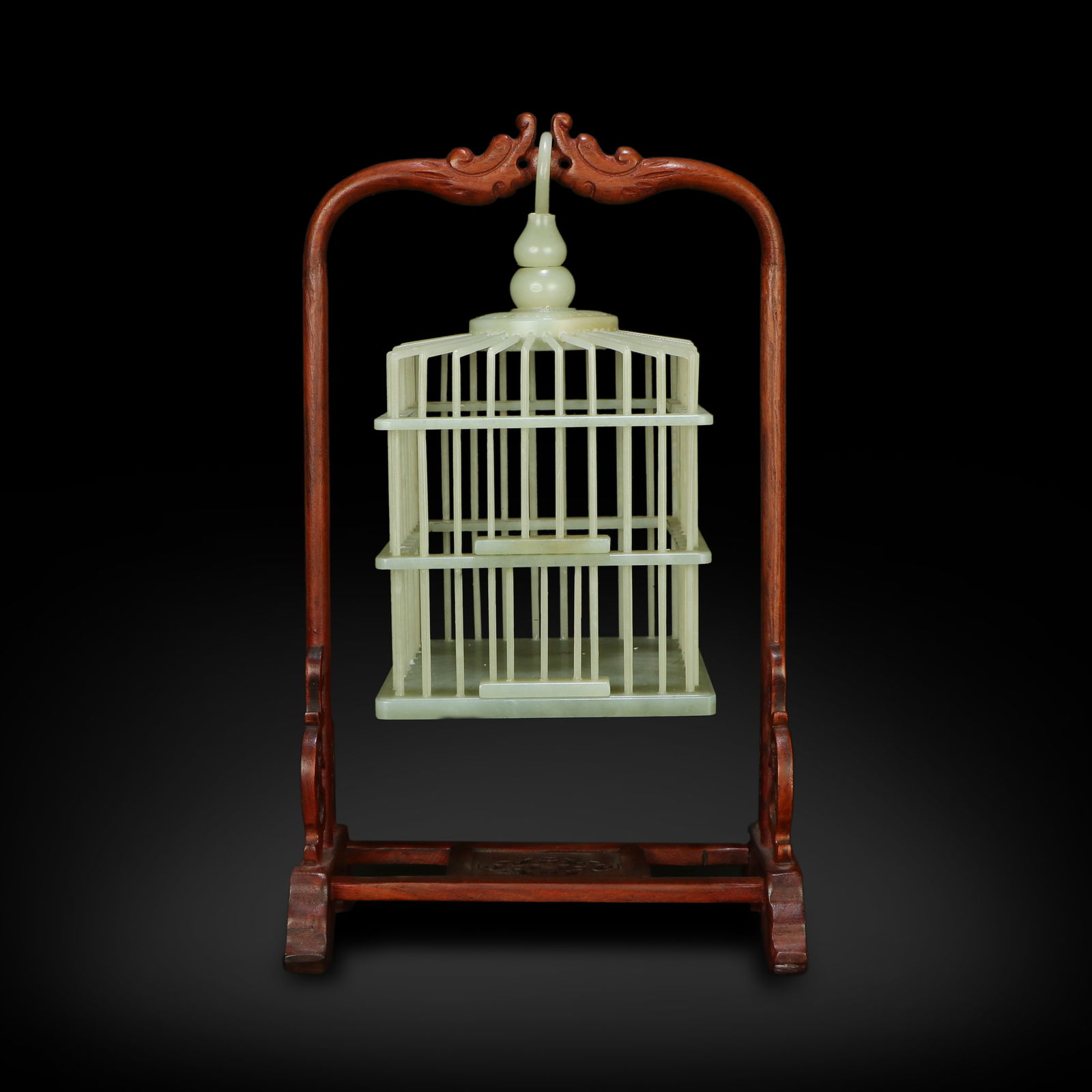 Qing Dynasty Jade birdcage with poem inscriptions (1 of 4)