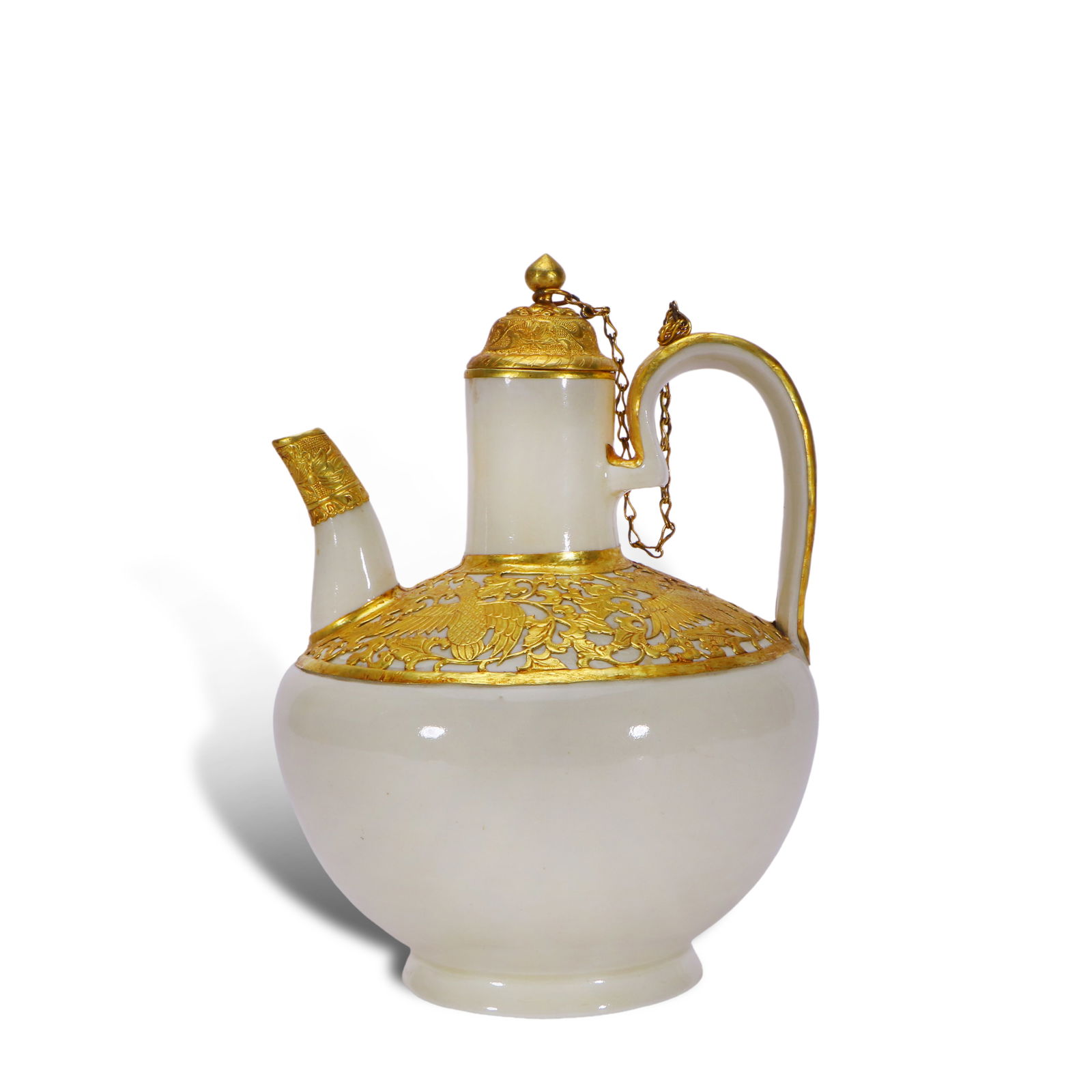 Song Dynasty Ding kiln white-glazed ewer with gilding and metal inlay (1 of 6)