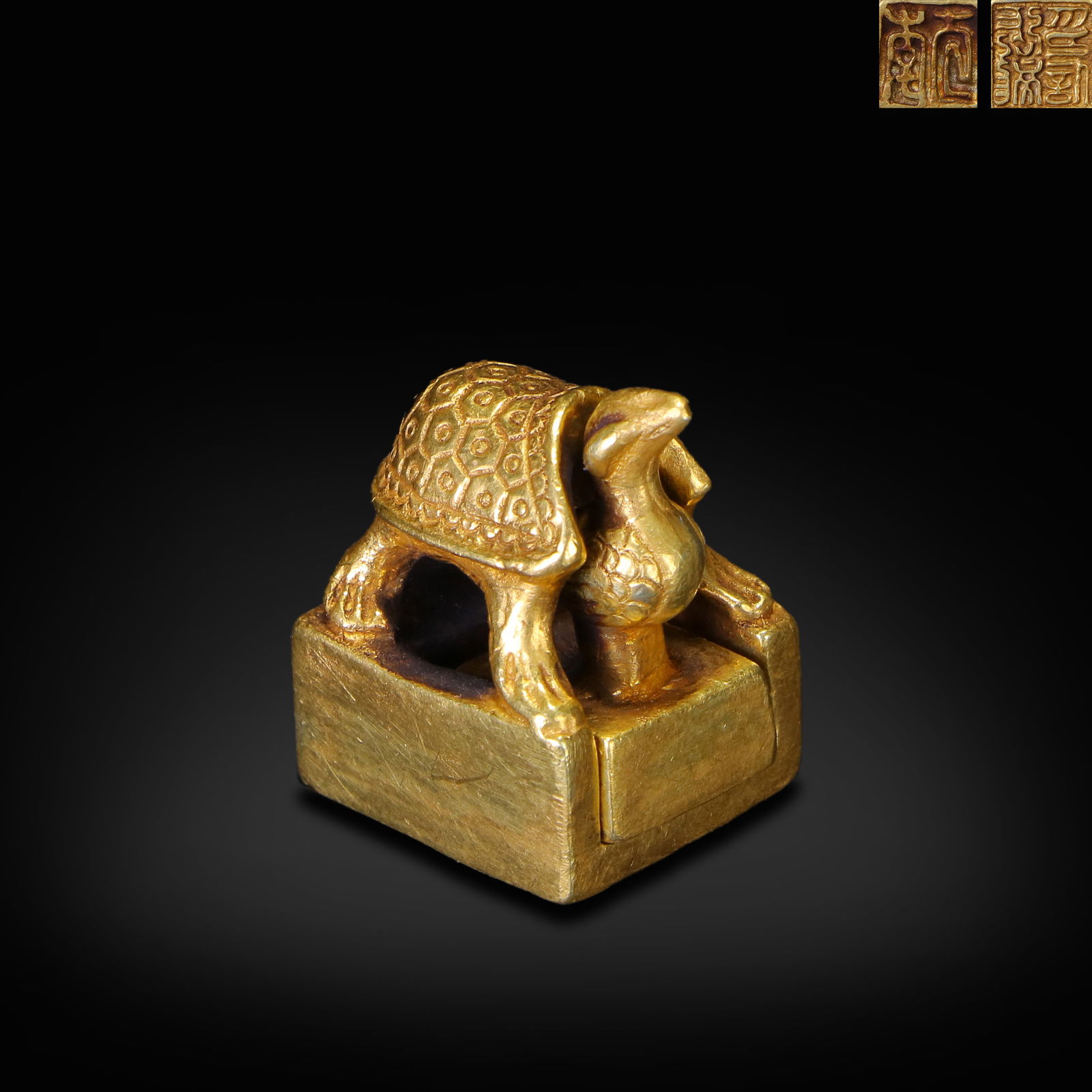 Han Dynasty Gold mother-son seal with beast knob (1 of 5)