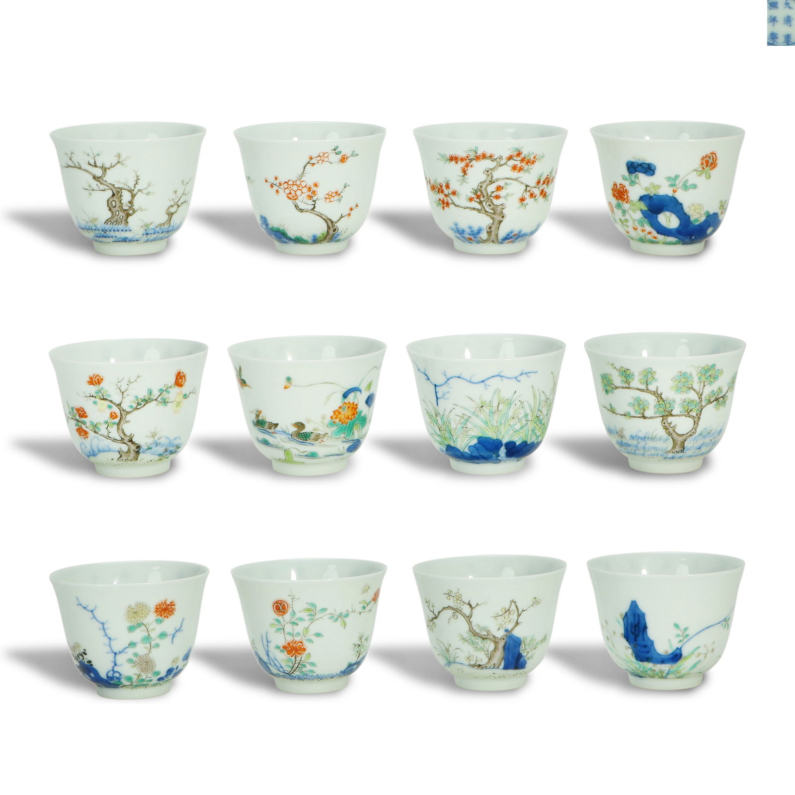Qing Dynasty Kangxi period, A set of five-color cups representing the Twelve Flower Deities (1 of 11)