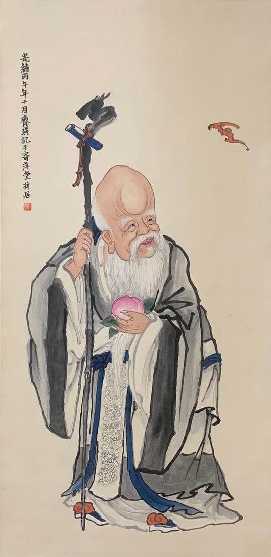 Qi Baishi God of Longevity (Hanging Scroll Painting) (1 of 4)