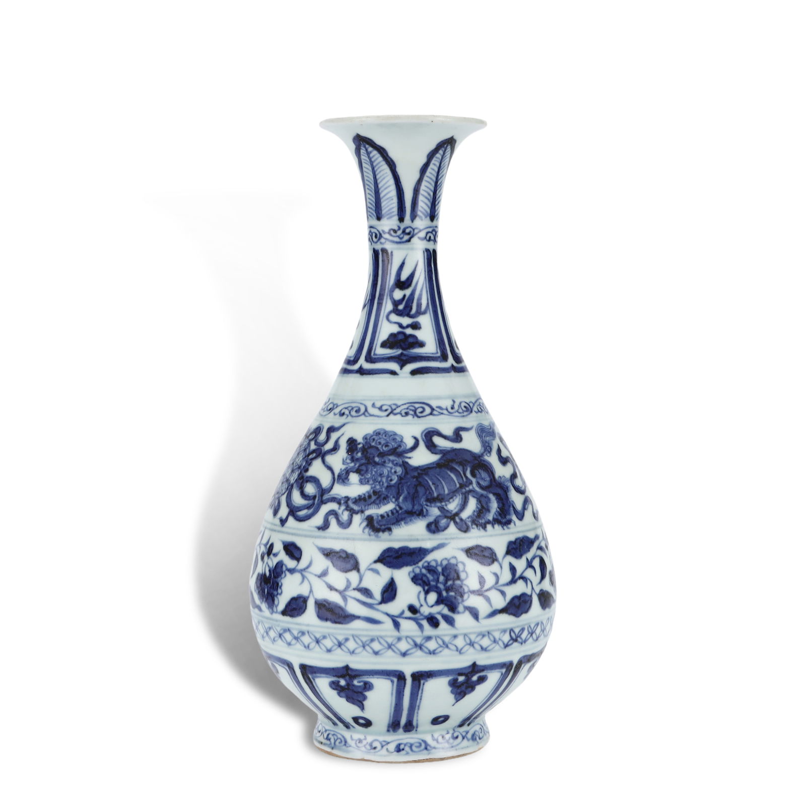 Yuan Dynasty Blue-and-white yuhuchun vase with lion-and-ball patterns (1 of 6)