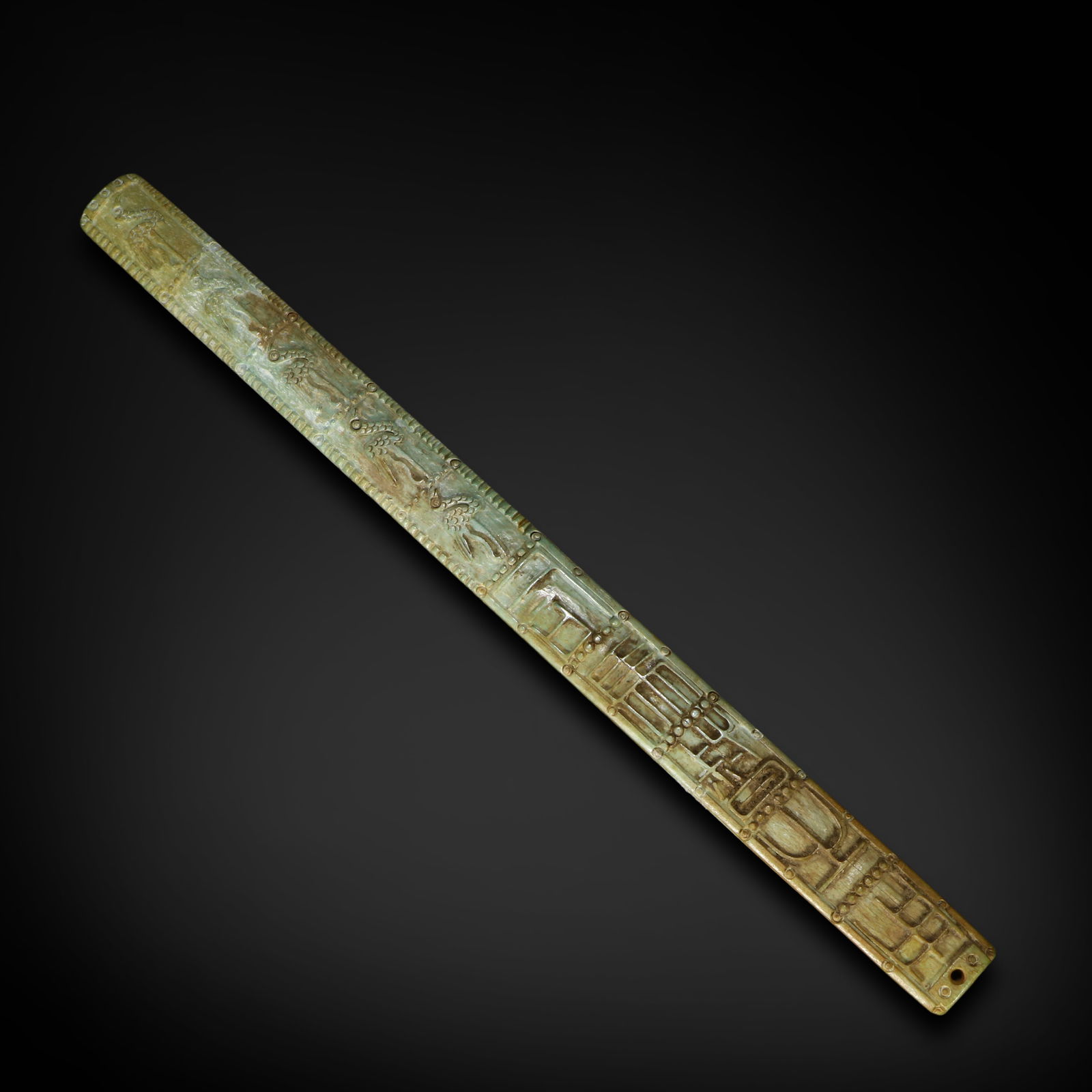 Han Dynasty Bone ruler: Name Han Dynasty Bone ruler Dimensions L:25cm W:1.9cm Condition Additional photographs and condition reports are available upon request as a courtesy to our clients. Any condition re