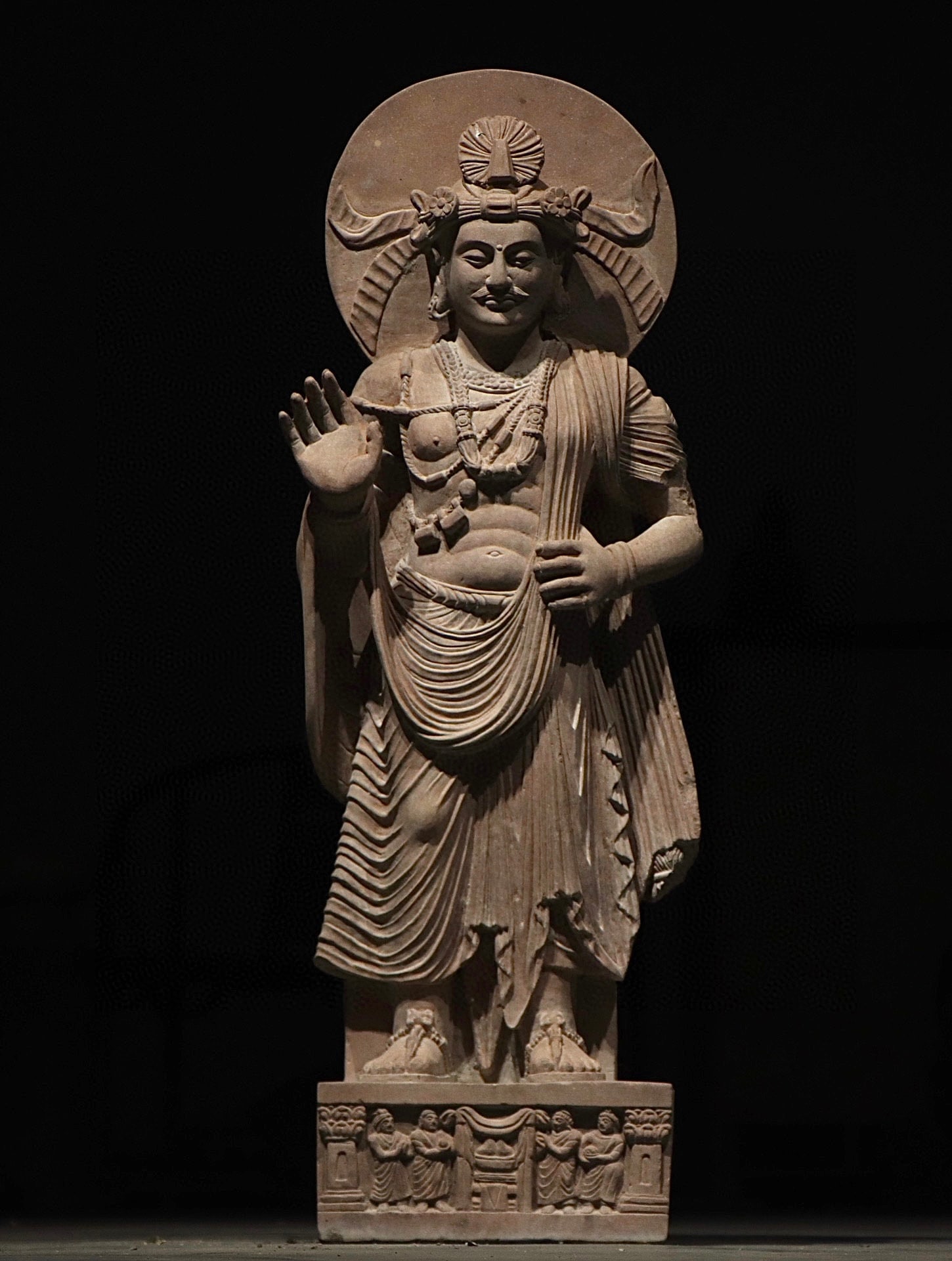 A Gandhara-style stone-carved standing Buddha statue (1 of 9)