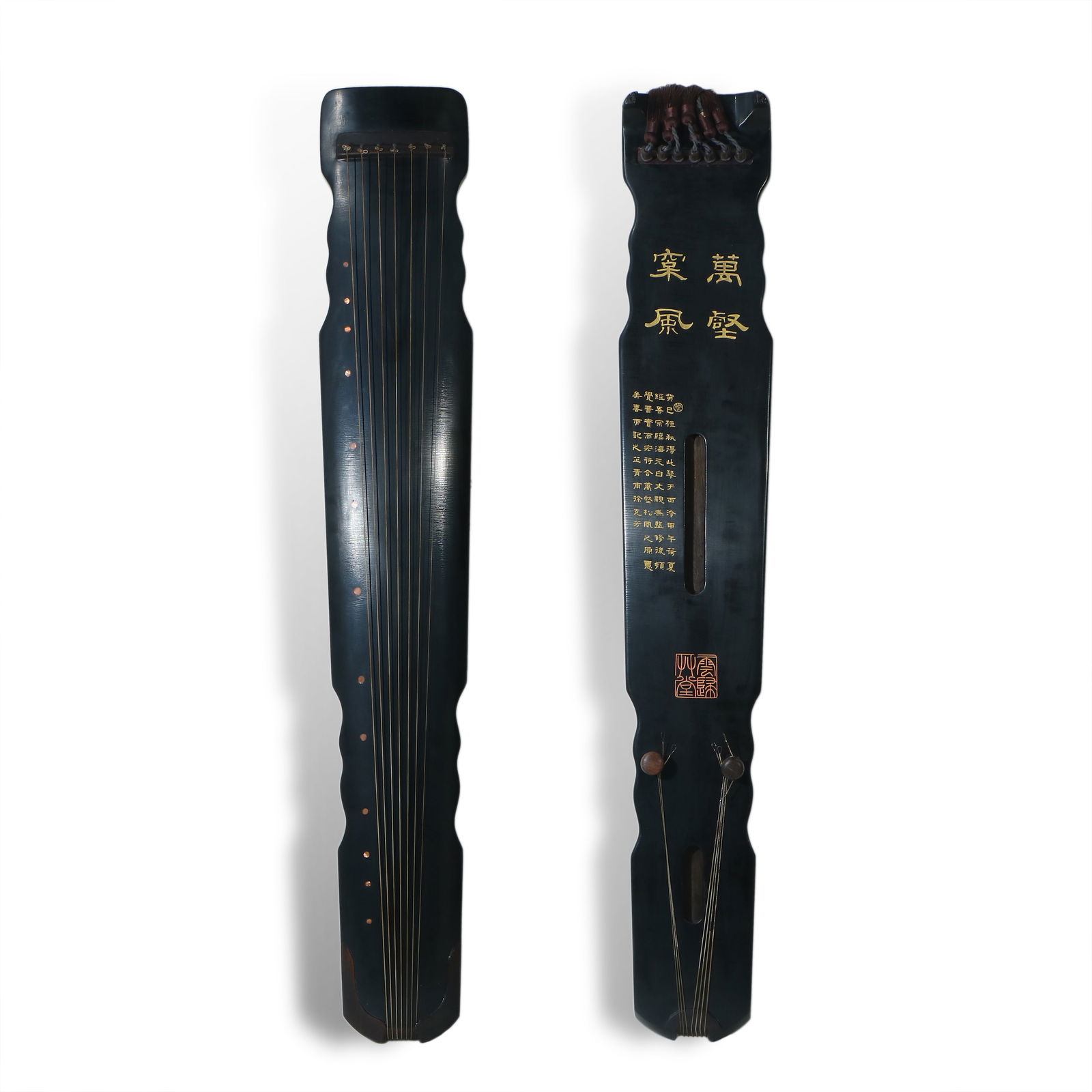 Ming Dynasty or earlier Lianzhu-style guqin named "Ten Thousand Valleys with the Wind in Pines" and (1 of 13)