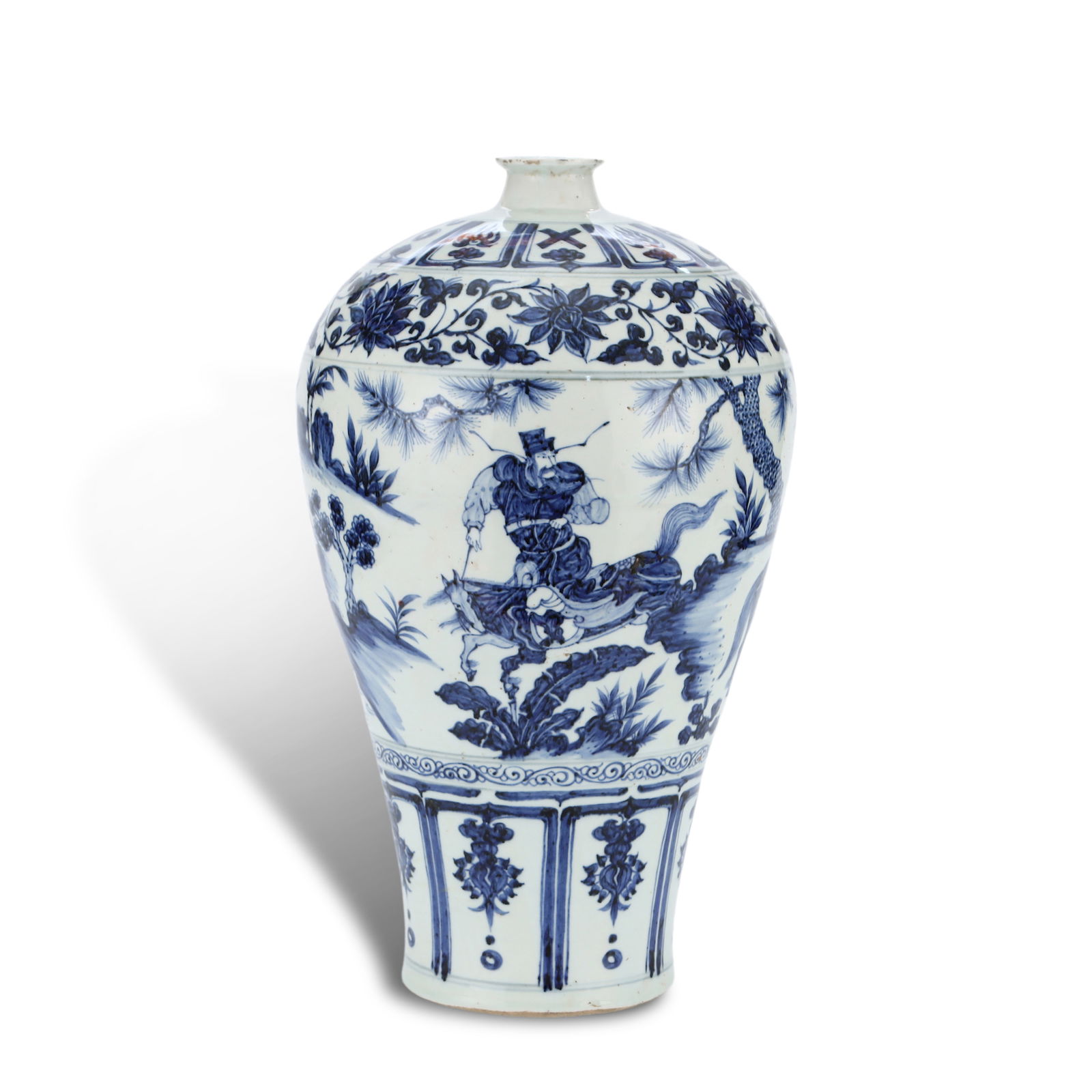 Yuan Dynasty Blue-and-white plum vase with figure story patterns (1 of 6)