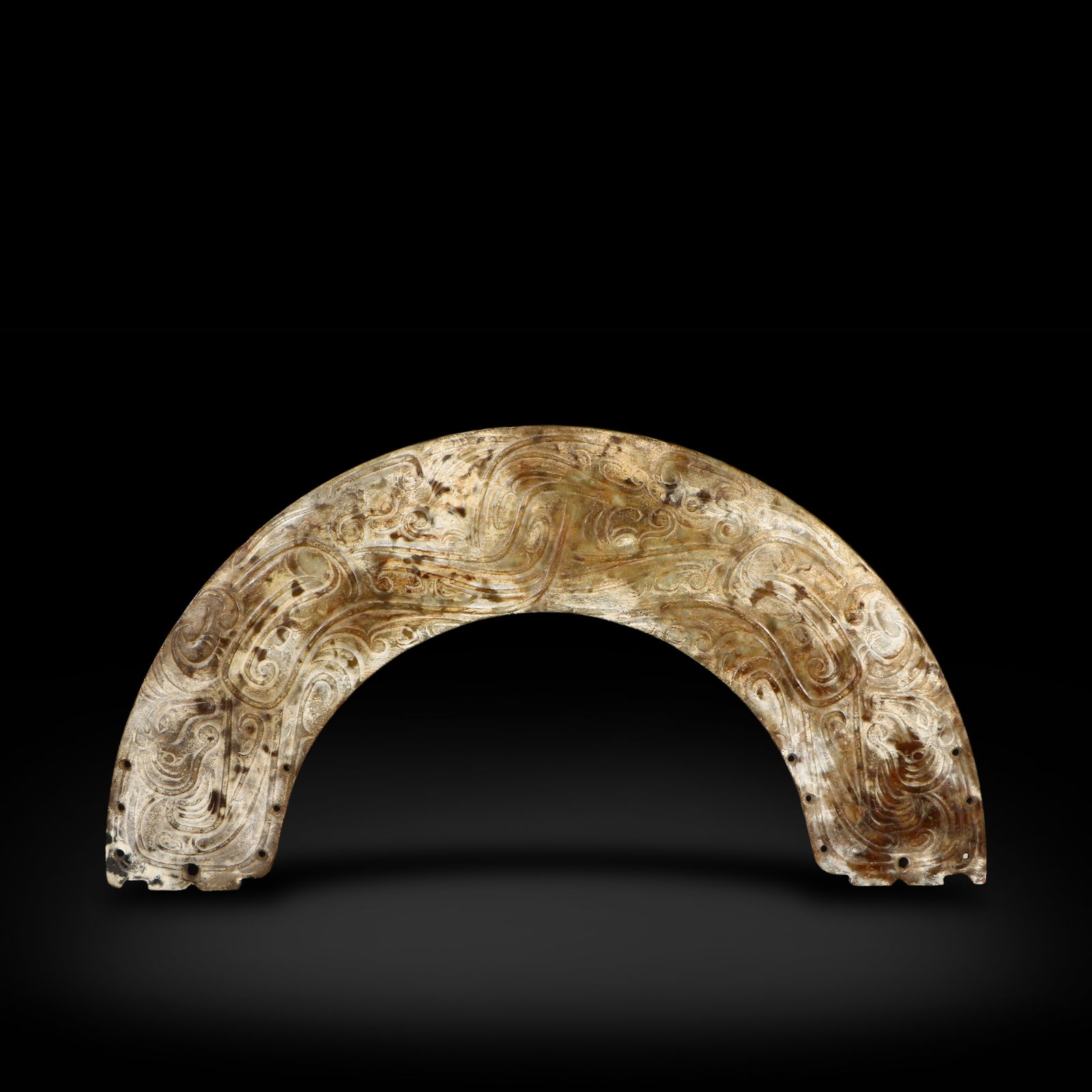 Shang Dynasty Jade huang with human-dragon patterns (1 of 4)