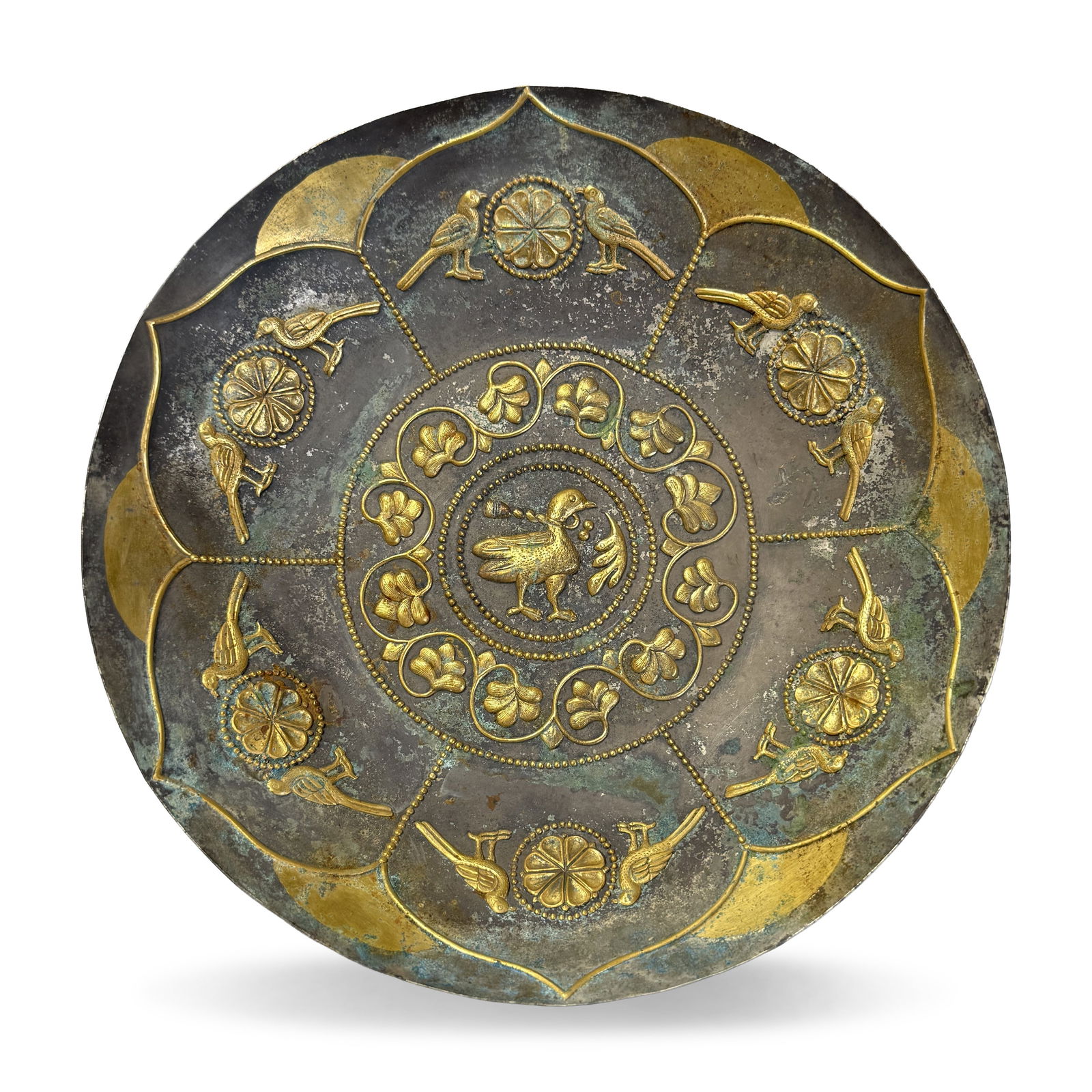 Tang Dynasty Silver-gilt plate with Persian animal (1 of 5)