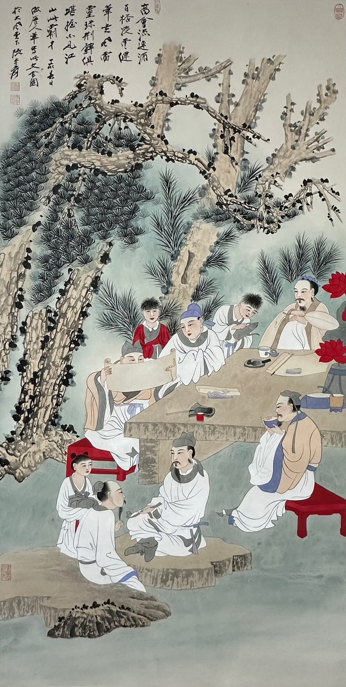 Zhang Daqian Gathering of Virtuous Scholars (Hanging Scroll Painting) (1 of 10)