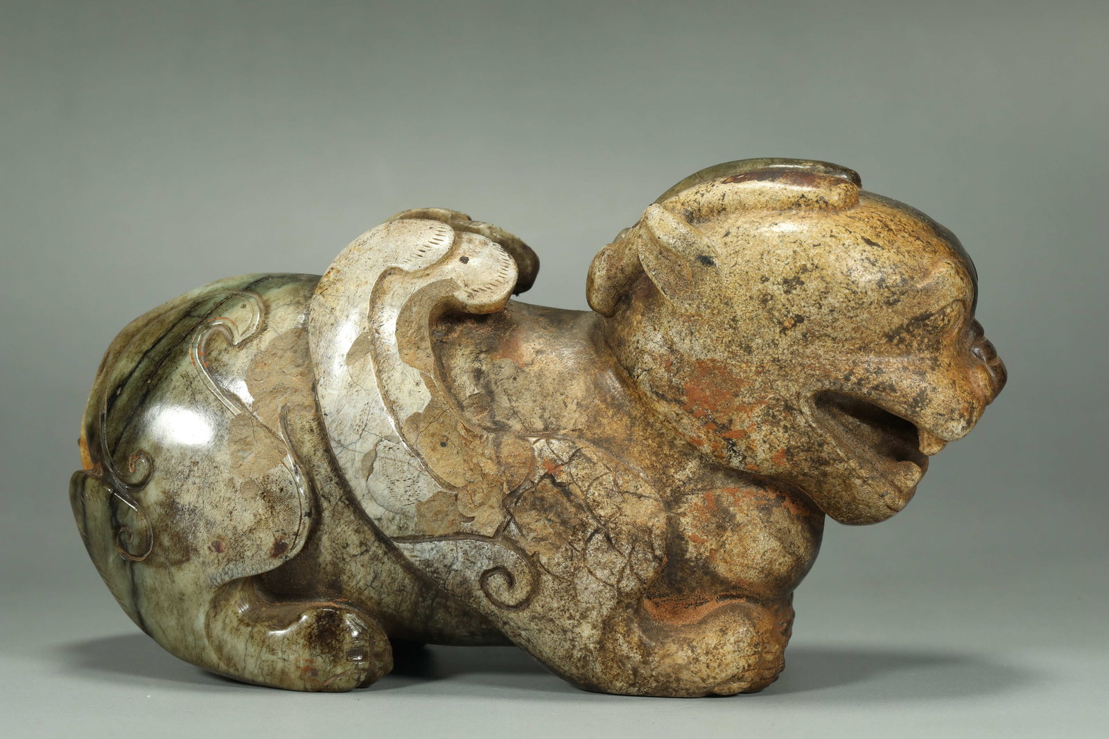 JADE AUSPICIOUS BEASTS FROM THE MING DYNASTY: Name JADE AUSPICIOUS BEASTS FROM THE MING DYNASTY Dimensions H:9CM L:18CM Condition Additional photographs and condition reports are available upon request as a courtesy to our clien