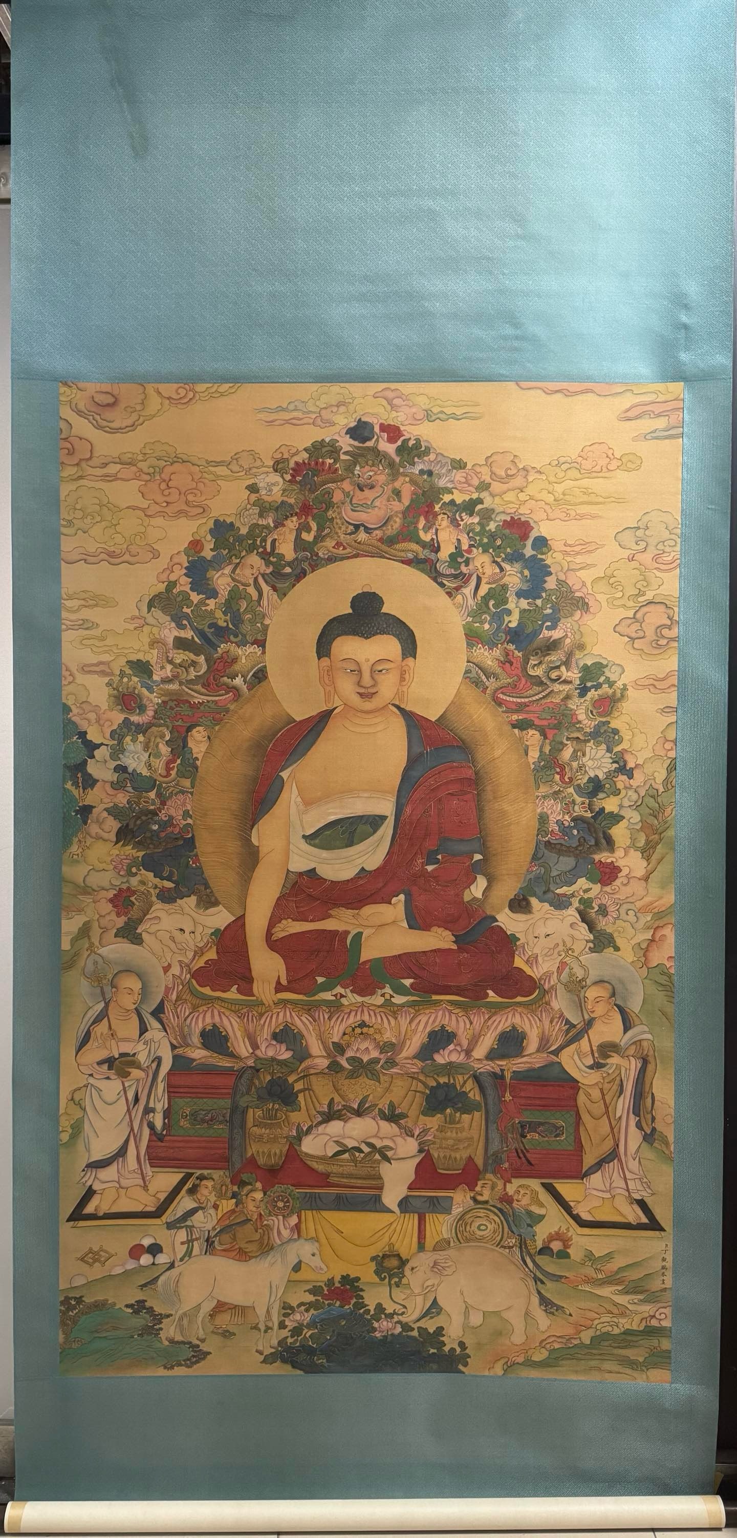 DING GUANPENG'S BUDDHIST IMAGE: Name DING GUANPENG'S BUDDHIST IMAGE Dimensions H:162CM L:100CM Condition Additional photographs and condition reports are available upon request as a courtesy to our clients. Any con