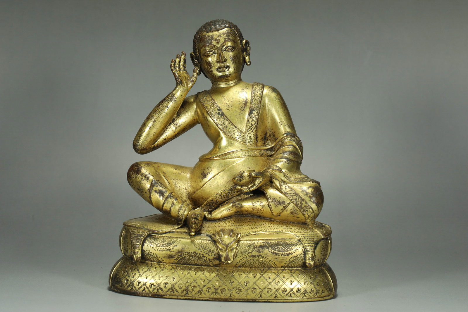 GILDED MILAREPA FROM THE MING DYNASTY: Name GILDED MILAREPA FROM THE MING DYNASTY Dimensions H:16CM Condition Additional photographs and condition reports are available upon request as a courtesy to our clients. Any cond