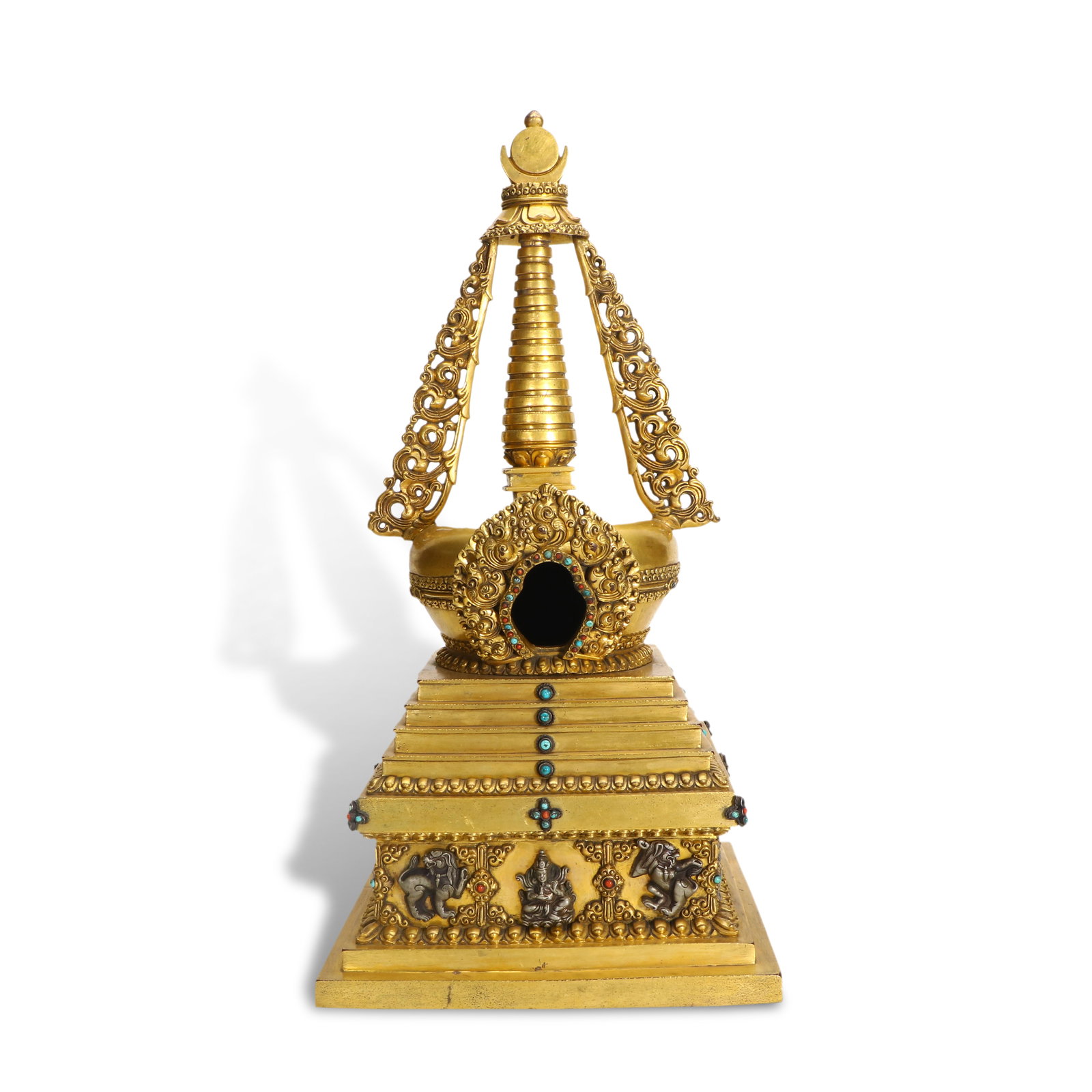 Qing Dynasty Gilt-bronze Buddhist stupa: Name Qing Dynasty Gilt-bronze Buddhist stupa Dimensions H:41.5cm W:21cm Condition Additional photographs and condition reports are available upon request as a courtesy to our clients