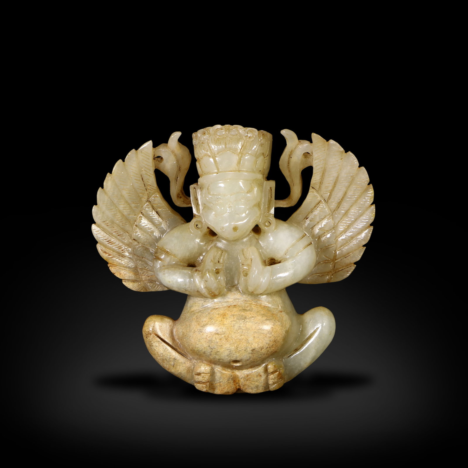 Liao-Jin Periods Jade carved Garuda divine bird: Name Liao-Jin Periods Jade carved Garuda divine bird Dimensions H:5.5cm W:5.8cm Condition Additional photographs and condition reports are available upon request as a courtesy to our