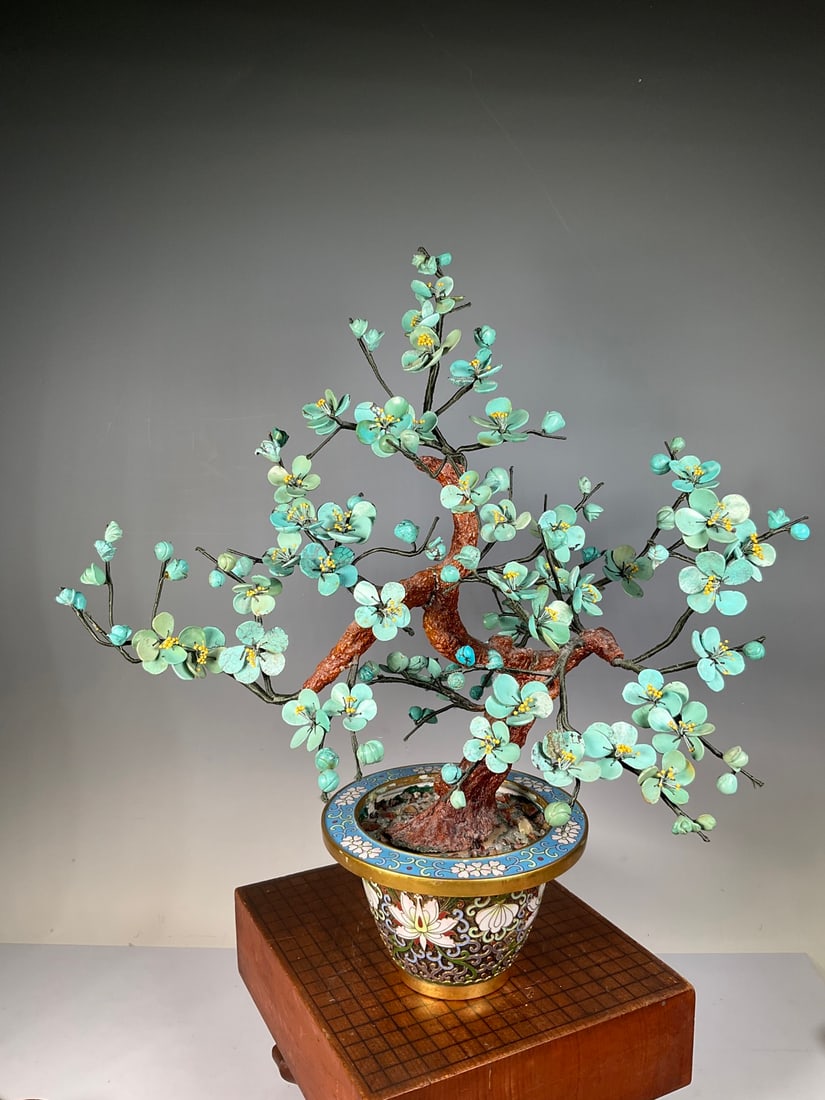 Qing Dynasty Turquoise Flower Bonsai Ornament: Name Qing Dynasty Turquoise Flower Bonsai Ornament Dimensions H:42cm W:40cm Condition Additional photographs and condition reports are available upon request as a courtesy to our cli