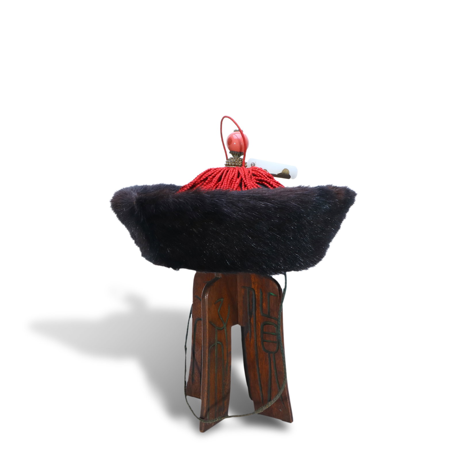 Qing Dynasty 2nd rank winter warm hat: Name Qing Dynasty 2nd rank winter warm hat Dimensions H:16cm D:30cm Condition Additional photographs and condition reports are available upon request as a courtesy to our clients. An