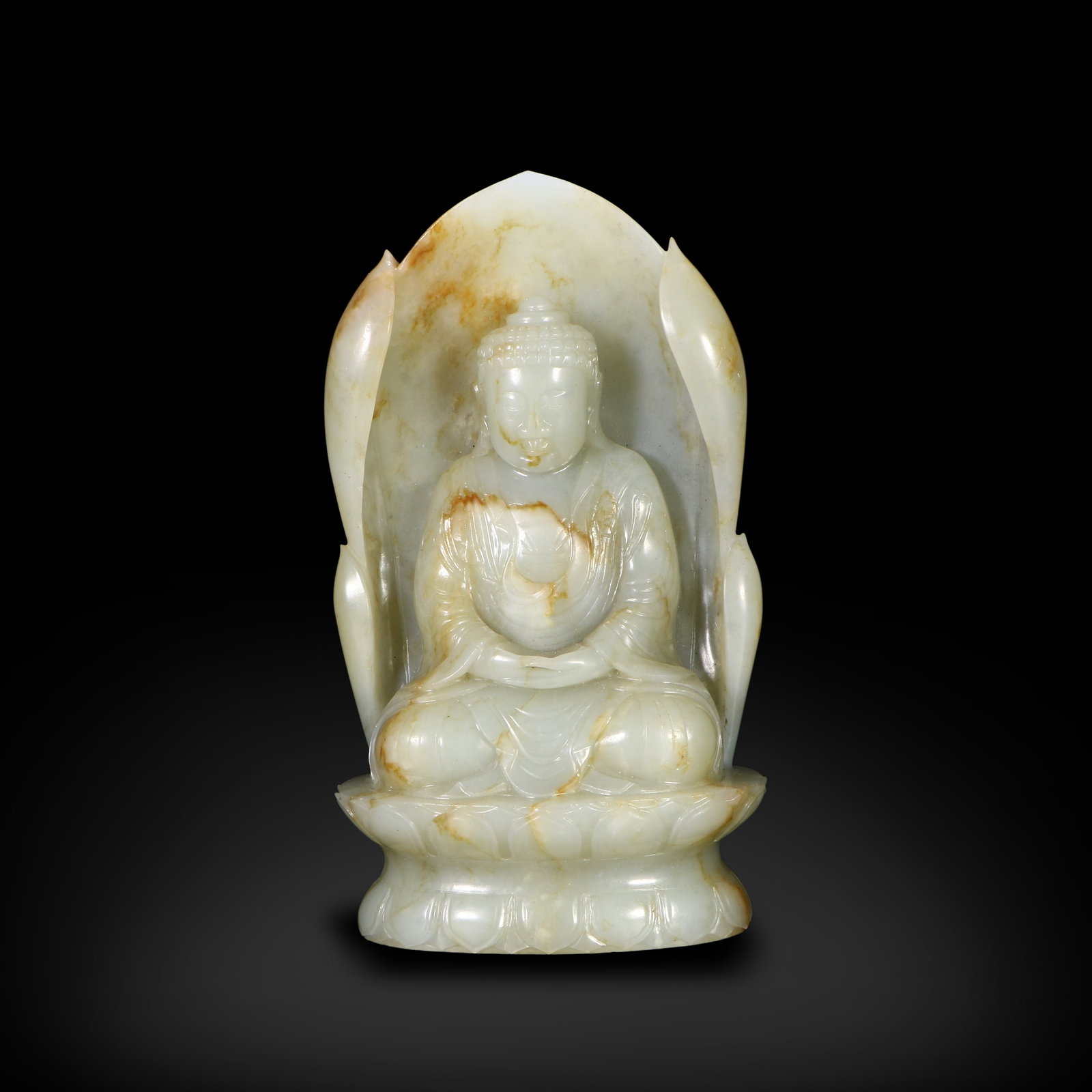 Ming Dynasty Hotan White Jade Carved Statue of Sakyamuni Buddha (1 of 5)