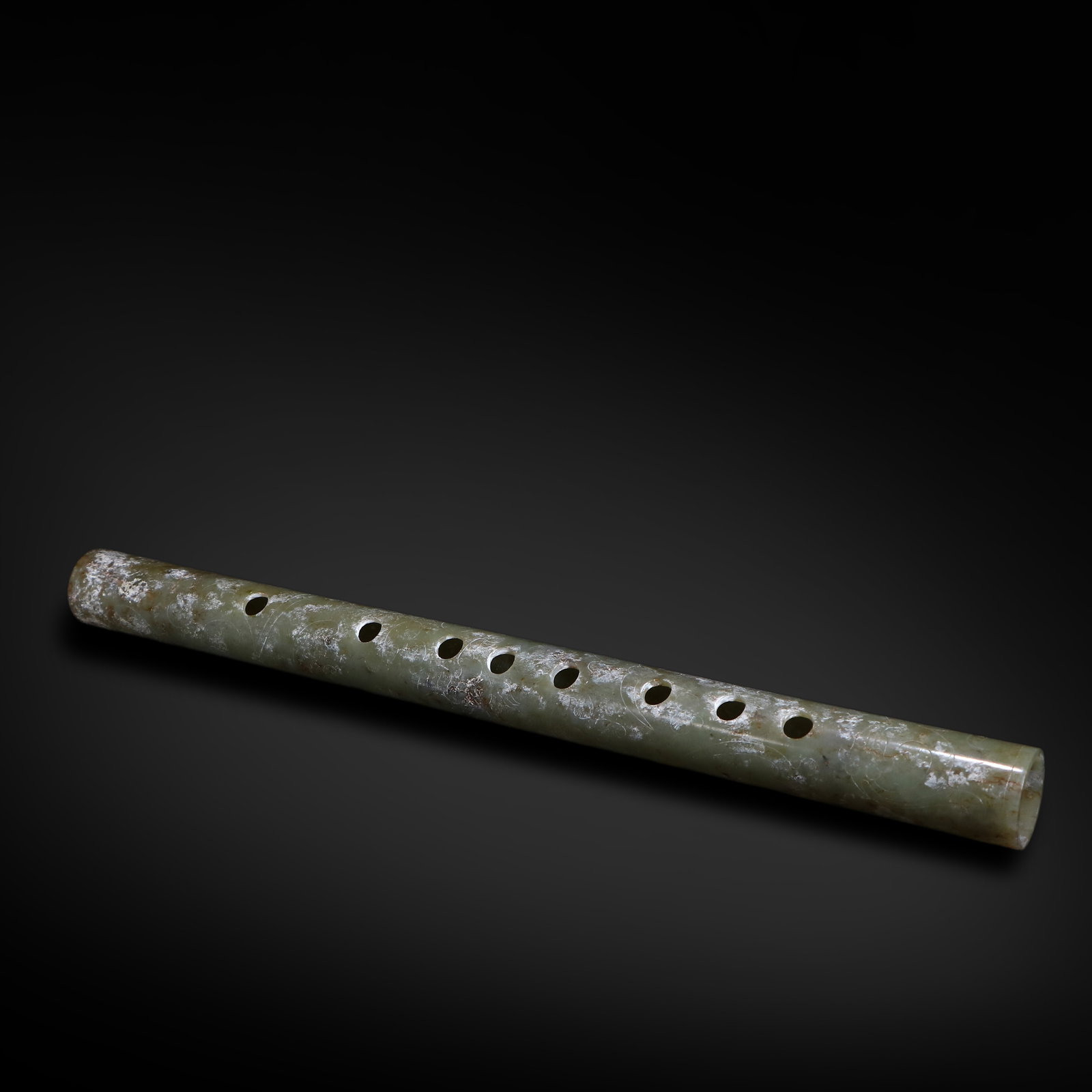 Liao/Jin Dynasty Jade Flute with Dragon and Phoenix Motifs: Name Liao/Jin Dynasty Jade Flute with Dragon and Phoenix Motifs Dimensions H:35cm D:2.9cm Condition Additional photographs and condition reports are available upon request as a court