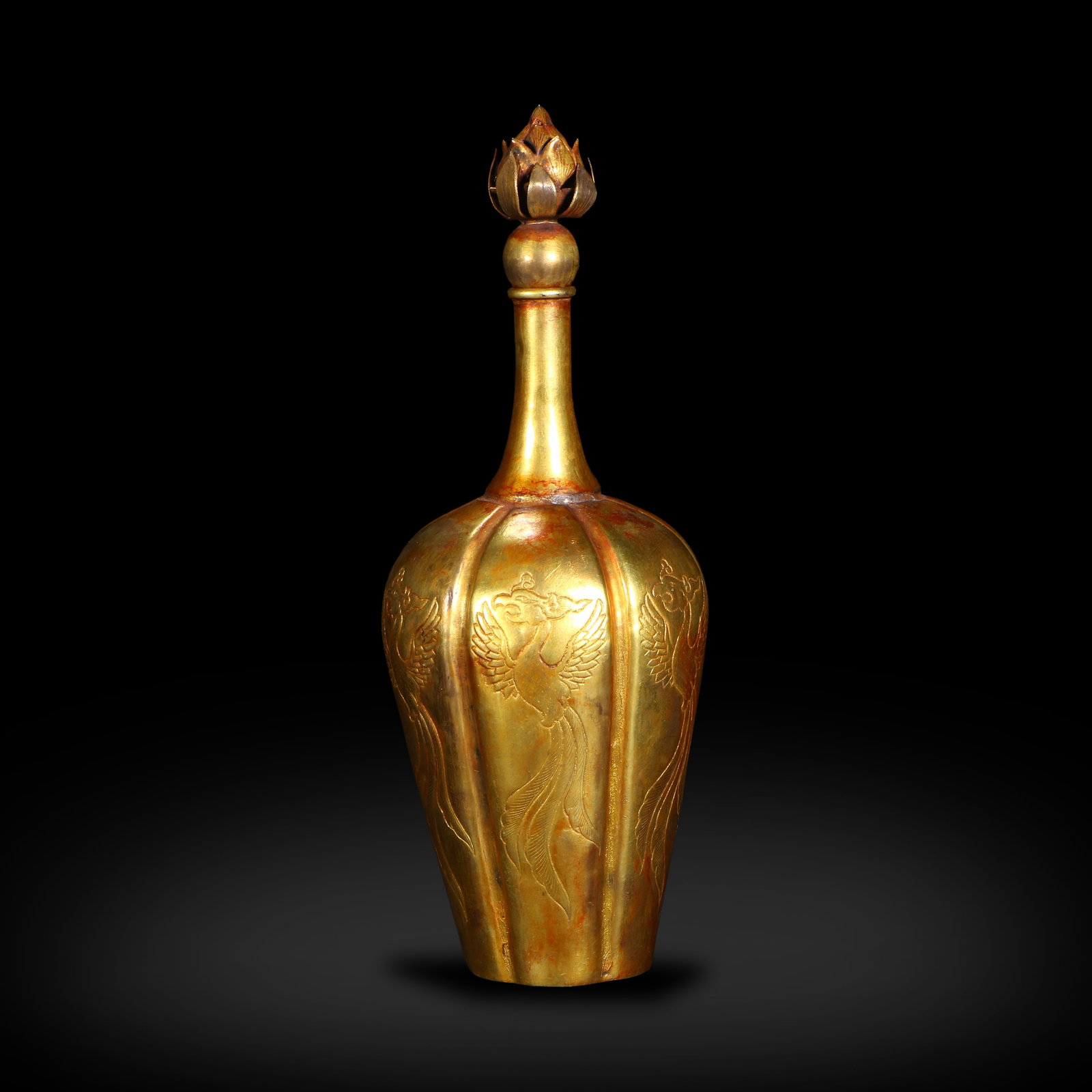 Liao Dynasty Gilt Silver Purification Bottle with Phoenix Motif (1 of 5)