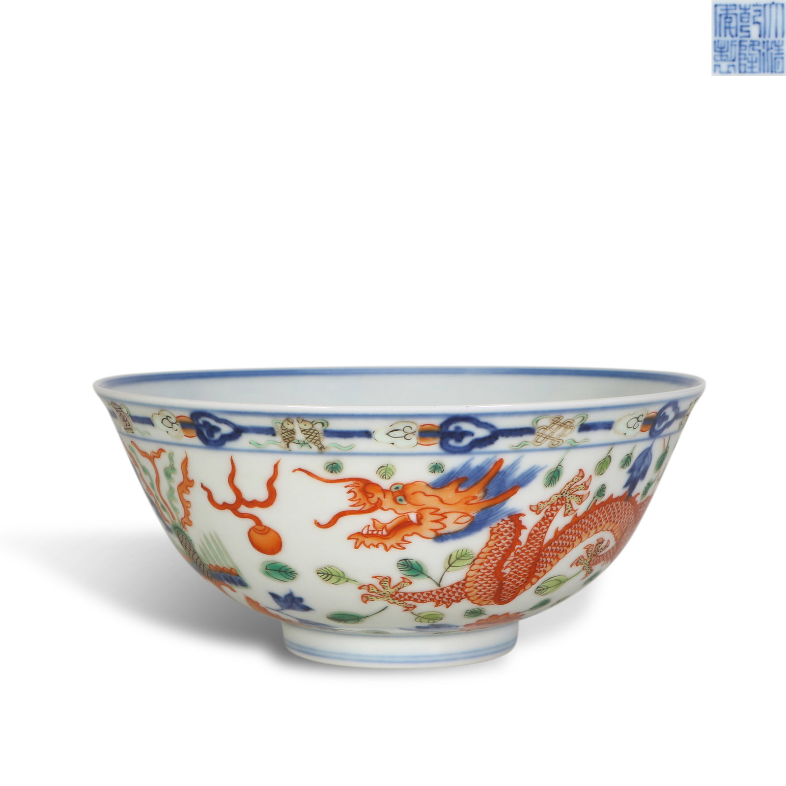 Qing Dynasty Qianlong Period, Blue and White Wucai Bowl with Dragon and Phoenix: Name Qing Dynasty Qianlong Period, Blue and White Wucai Bowl with Dragon and Phoenix Dimensions H:6.8cm D:16cm Condition Additional photographs and condition reports are available up