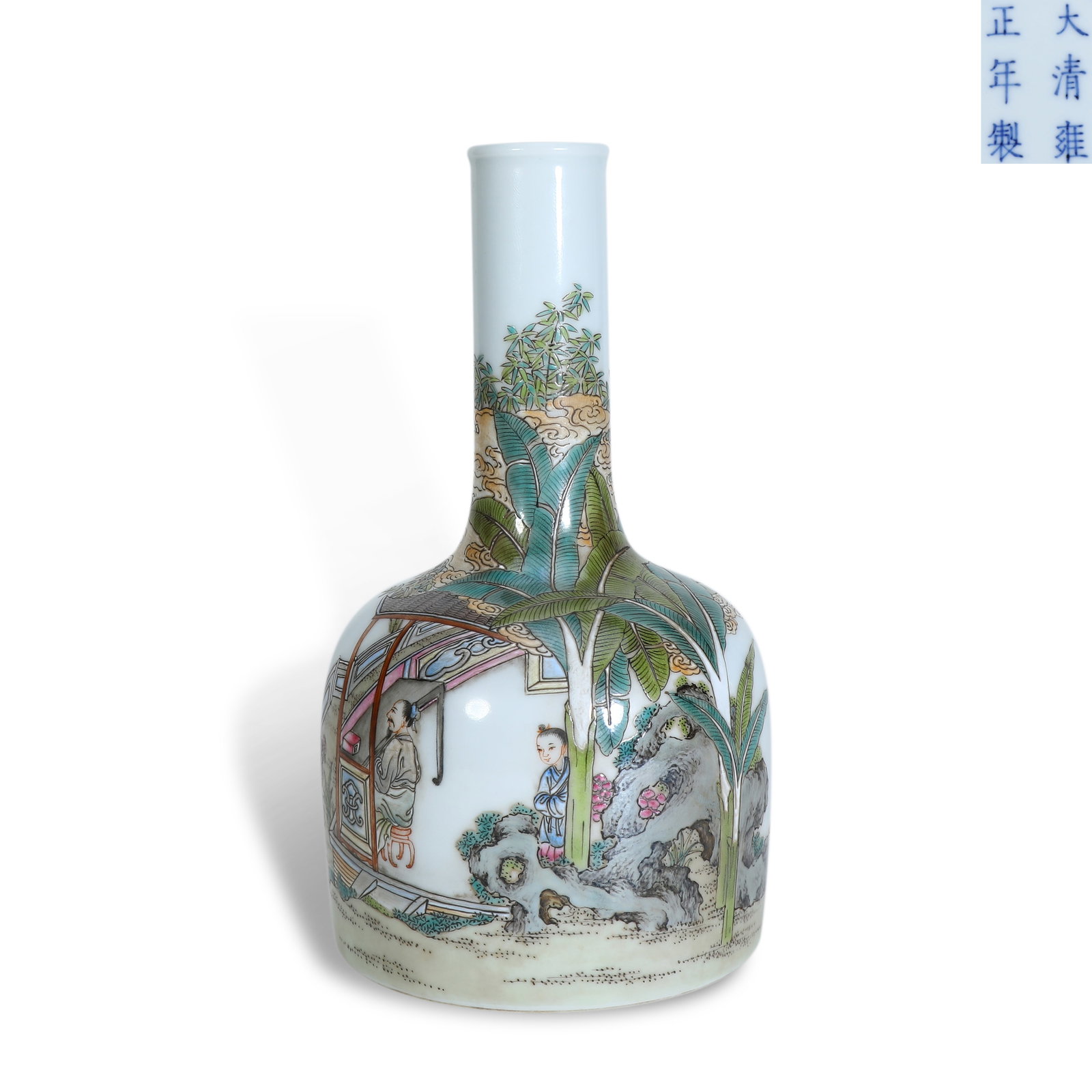Qing Dynasty Yongzheng Period,Enamel Bell-Shaped Zun with Immortal Landscape and Poetic Motifs (1 of 5)