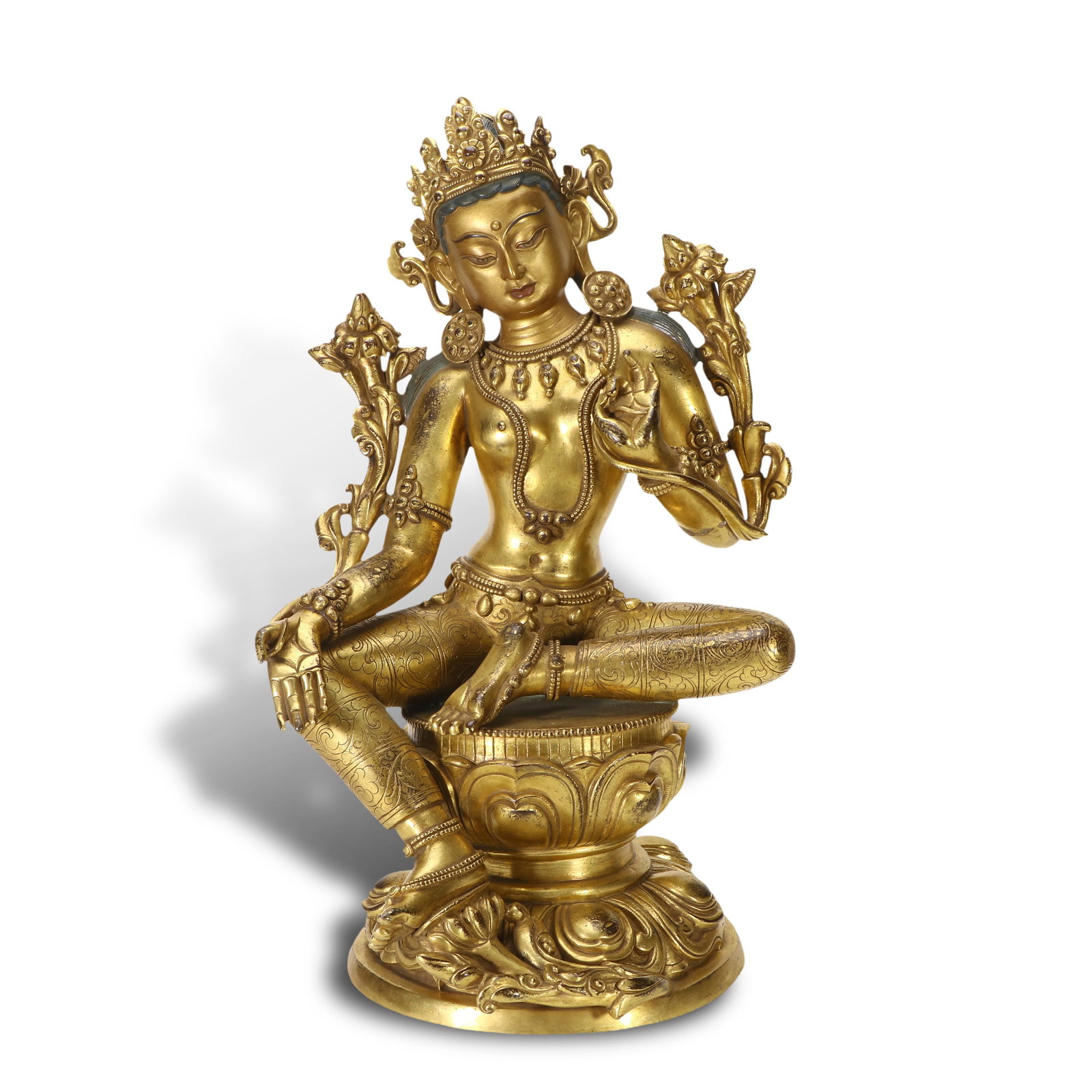 Ming Dynasty Gilt Bronze Statue of Green Tara (1 of 5)