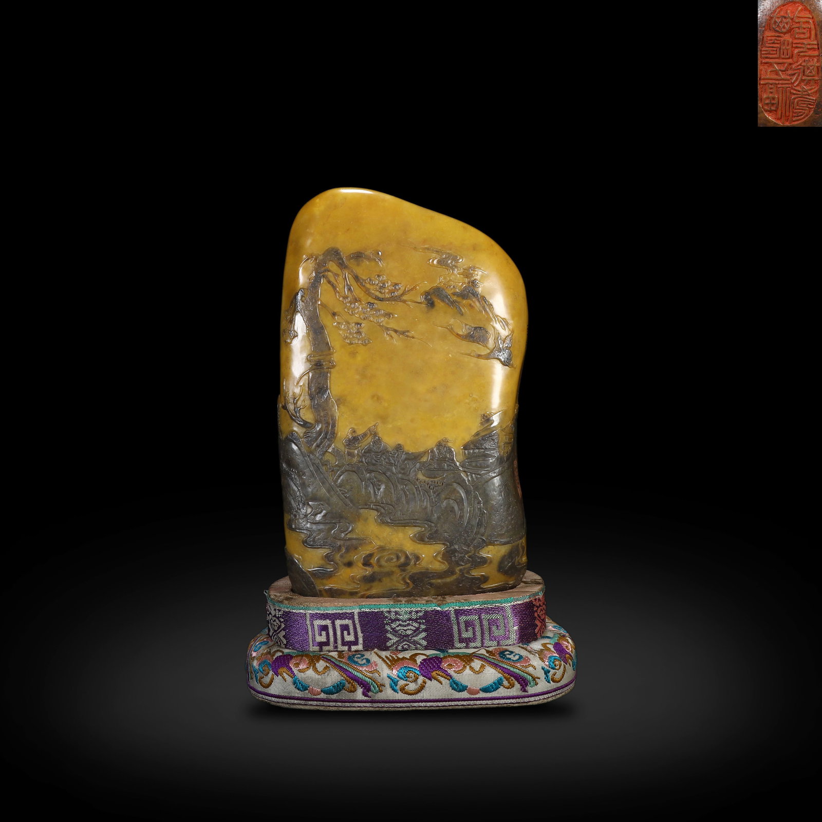 Qing Dynasty Qianlong Period,Tianhuang Stone Seal by Hu Jitang, Carved Landscape and Scholar: Name Qing Dynasty Qianlong Period,Tianhuang Stone Seal by Hu Jitang, Carved Landscape and Scholar Dimensions H:16cm W:9.7cm Condition Additional photographs and condition reports are