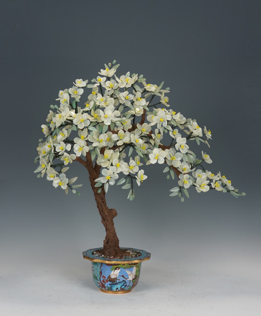 Qing Dynasty Jade and Stone Begonia Flower Bonsai (1 of 9)