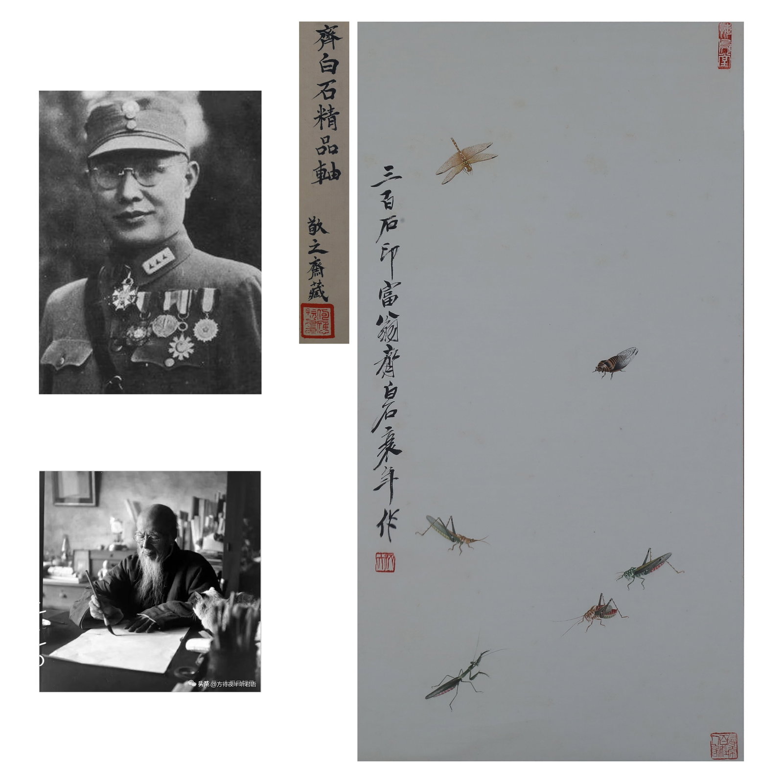 Qi Baishi, Grass and Insects, Hanging Scroll: Name Qi Baishi, Grass and Insects, Hanging Scroll Dimensions 88.5x47cm Description