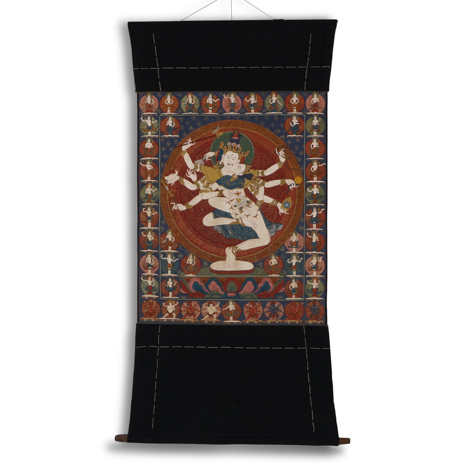 Ming Dynasty Thangka of Net-Pattern Lotus Avalokite?vara: Name Ming Dynasty Thangka of Net-Pattern Lotus Avalokite?vara Dimensions 87x70cm Description