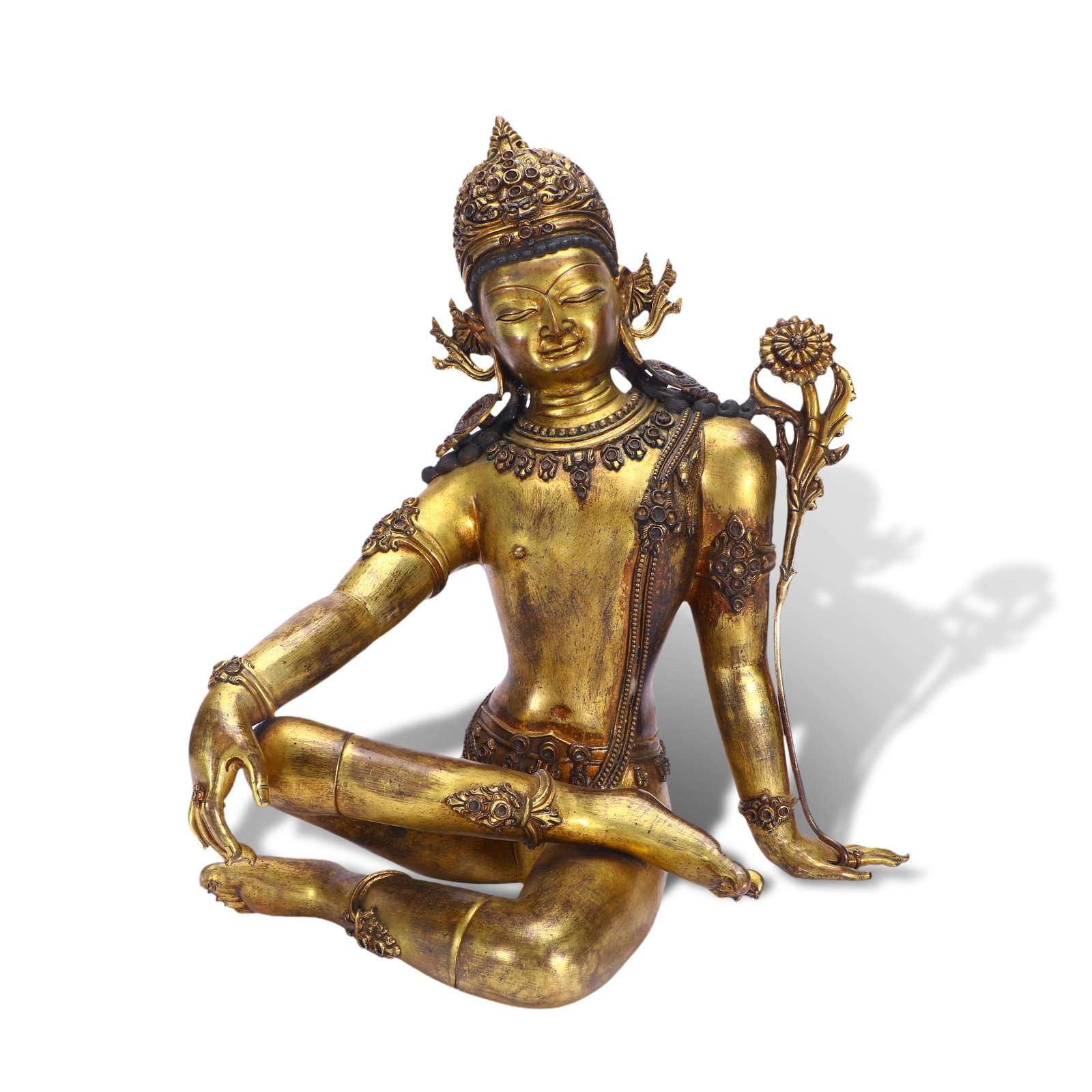 15th Century Gilt-bronze statue of Indra: Name 15th Century Gilt-bronze statue of Indra Dimensions H:43.5cm W:40cm Description