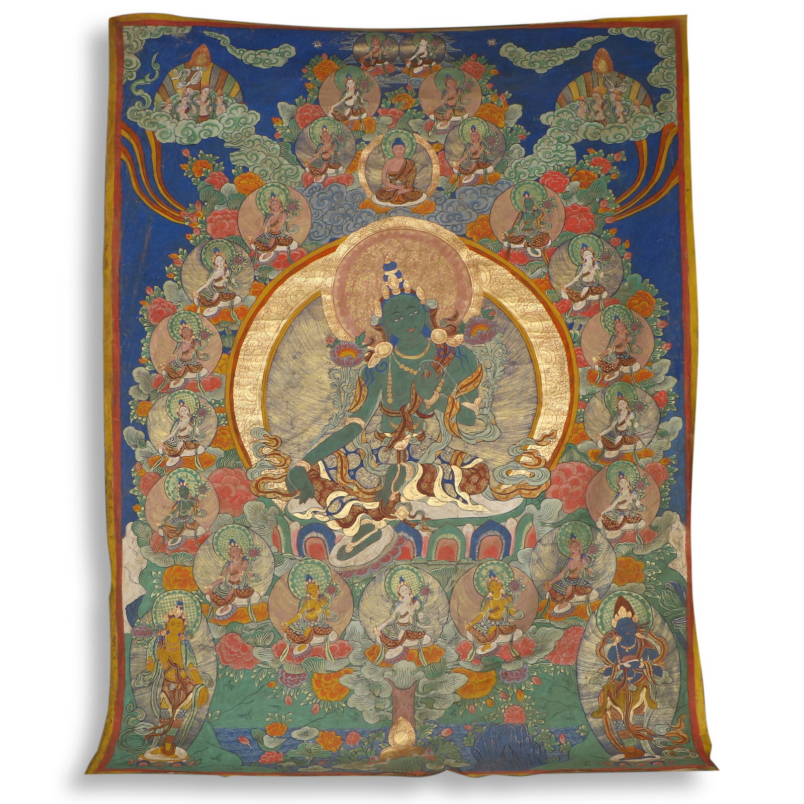 Qing Dynasty Large-Scale Thangka of Green Tara: Name Qing Dynasty Large-Scale Thangka of Green Tara Dimensions 336x250cm Description