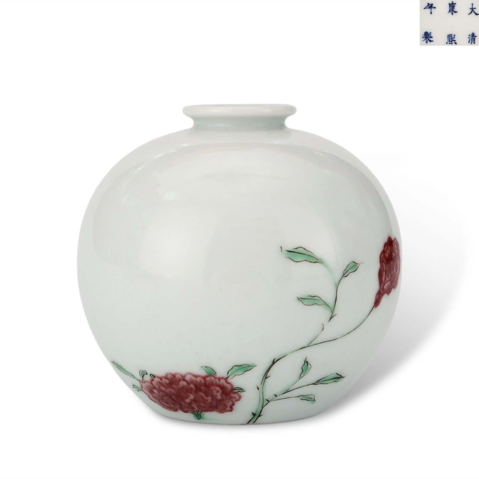 Qing Kangxi period, Underglaze Red and Wucai Water Pot with Floral (1 of 6)