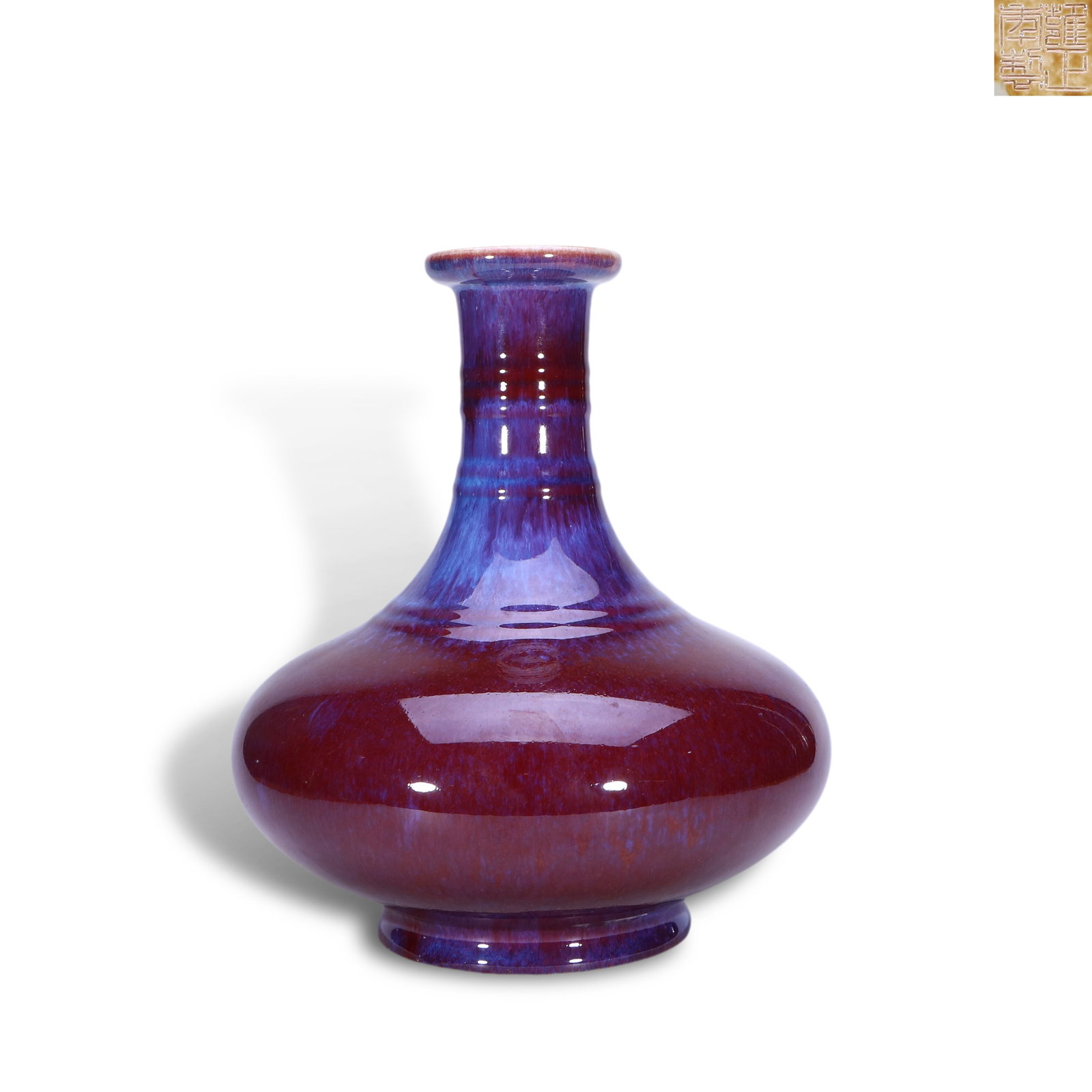 Qing Dynasty Yongzheng Period,Flambe Glaze Vase with Horizontal Ribs (1 of 4)