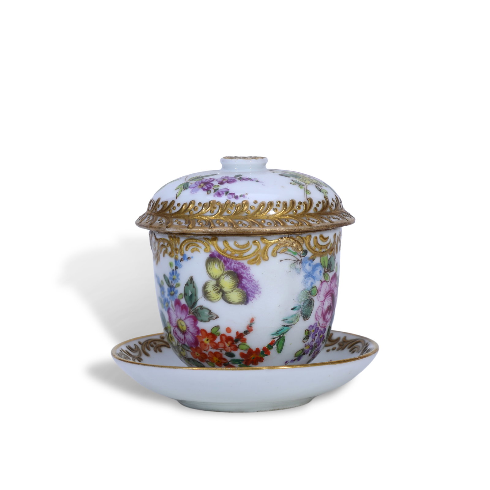 18th Century, Meissen (Germany) Royal Porcelain Factory, Naturalistic Hand-Painted Gilt Famille Rose (1 of 7)